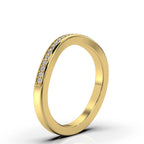 The Contour Ribbon: 0.12 CTW Curved Pavé Diamond Wedding Band 14K-18K Gold/Platinum Ring