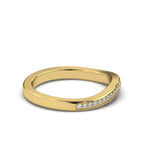 The Contour Ribbon: 0.12 CTW Curved Pavé Diamond Wedding Band 14K-18K Gold/Platinum Ring