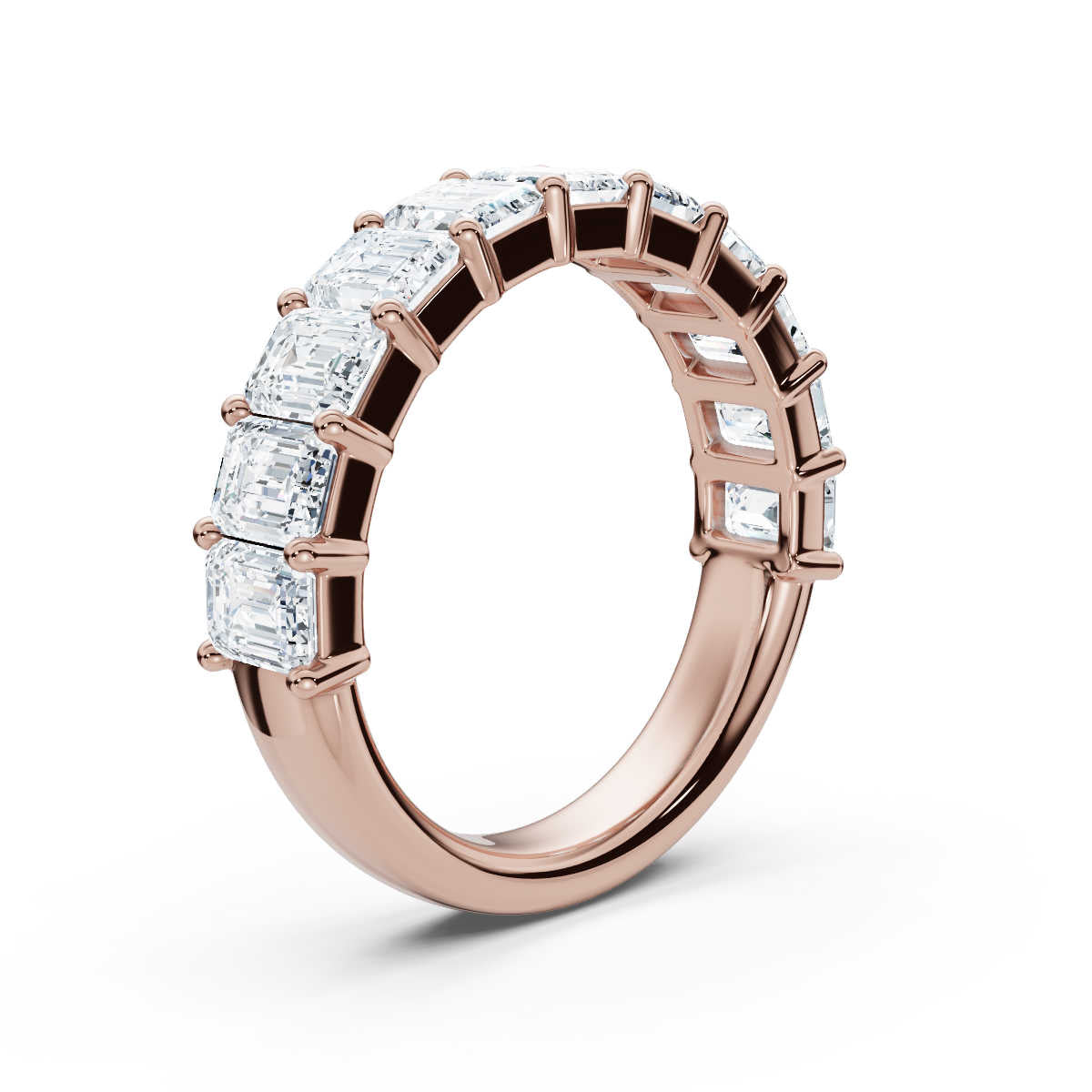 The Paradigm Band: 2.20 CTW Emerald-Cut Lab-Grown Diamond Ring in 18K Rose Gold
