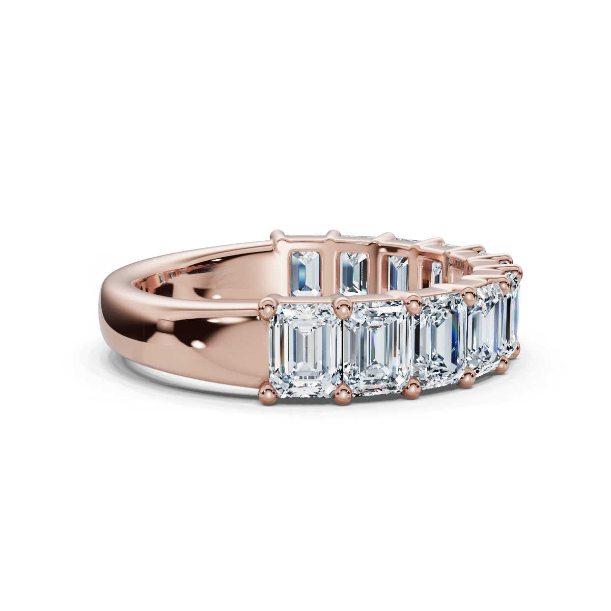 The Paradigm Band: 2.20 CTW Emerald-Cut Lab-Grown Diamond Ring in 18K Rose Gold