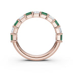 The Paradigm Band: Alternating Green & White Emerald-Cut 2.2 CWT Diamond Ring in 14K Rose Gold