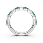 The Paradigm Band: Alternating Green & White Emerald-Cut Diamond Ring in 14K White Gold