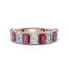The Paradigm Band: Alternating Pink & White Emerald-Cut Diamond Ring in 18K Rose Gold