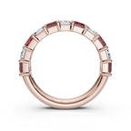 The Paradigm Band: Alternating Pink & White Emerald-Cut Diamond Ring in 14K Rose Gold