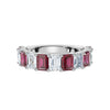 The Paradigm Band: Alternating Pink & White Emerald-Cut 2.2 CWT Diamond Ring in 18K White Gold