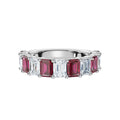 The Paradigm Band: Alternating Pink & White Emerald-Cut 2.2 CWT Diamond Ring in 18K White Gold