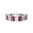 The Paradigm Band: Alternating Pink & White Emerald-Cut 2.2 CWT Diamond Ring in 18K White Gold
