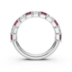 The Paradigm Band: Alternating Pink & White Emerald-Cut 2.2 CWT Diamond Ring in 18K White Gold
