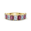 The Paradigm Band: Alternating Pink & White Emerald-Cut Diamond Ring in 14K Yellow Gold 2.2 CWT
