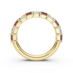 The Paradigm Band: Alternating Pink & White Emerald-Cut 2.2 CWT Diamond Ring in 18K Yellow Gold