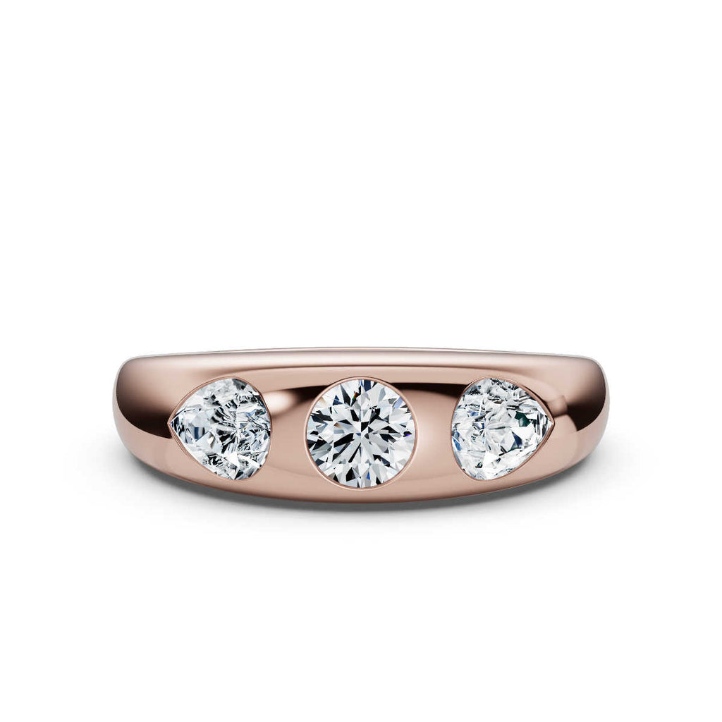 The Trinity Dome: Pear & Round Lab-Grown Diamond Flush Set Ring in 14K Rose Gold 1 CWT