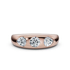 The Trinity Dome: Pear & Round Lab-Grown Diamond Flush Set Ring in 14K Rose Gold 1 CWT