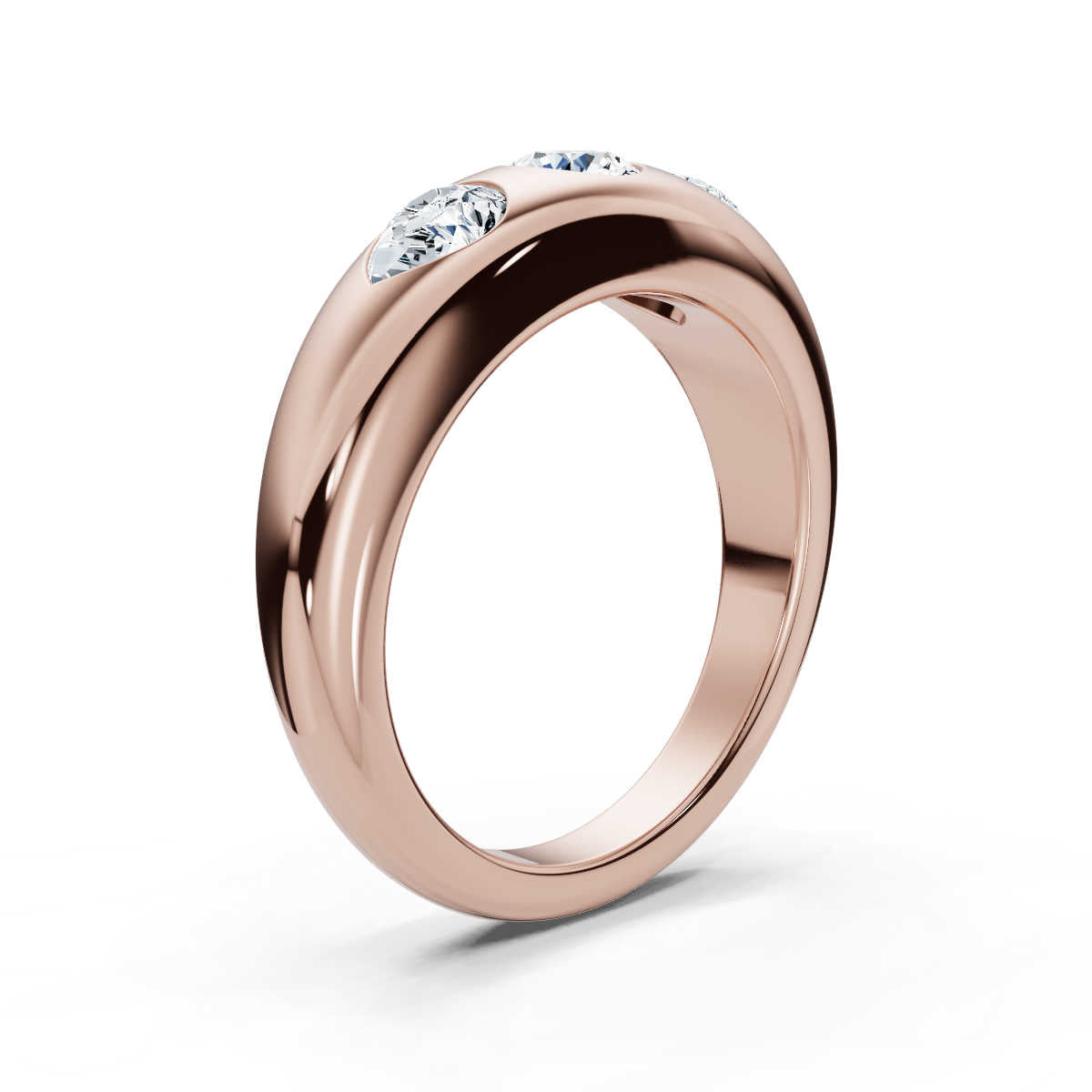 The Trinity Dome: Pear & Round Lab-Grown Diamond Flush Set Ring in 14K Rose Gold 1 CWT