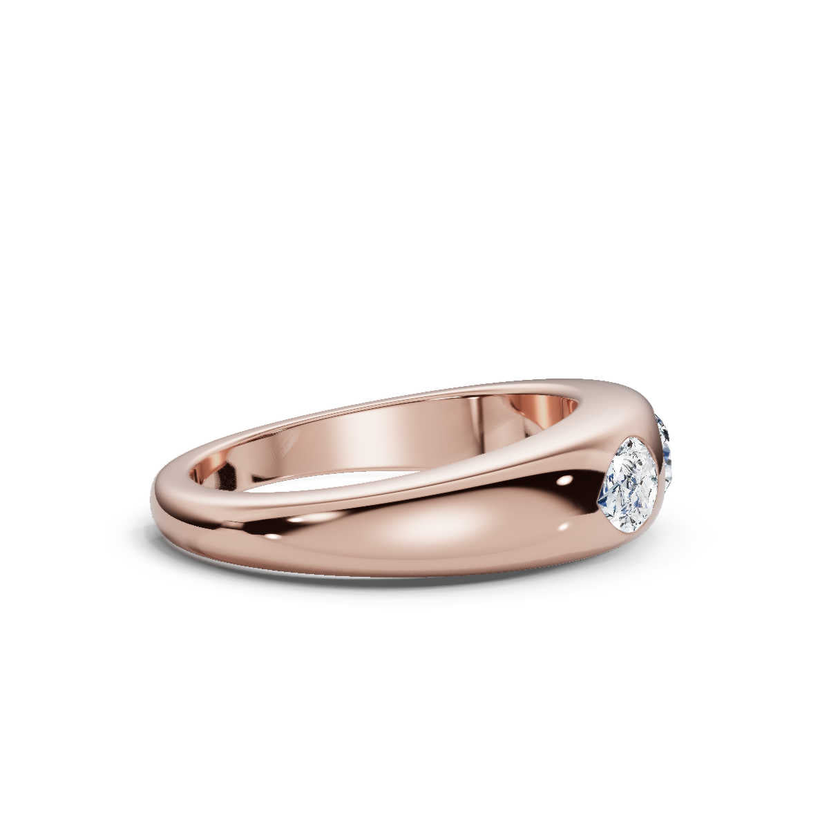The Trinity Dome: Pear & Round Lab-Grown Diamond Flush Set Ring in 14K Rose Gold 1 CWT
