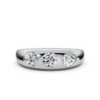 The Trinity Dome: Pear & Round Lab-Grown Diamond Flush Set Ring in Platinum