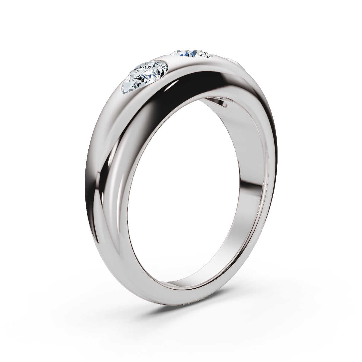 The Trinity Dome: Pear & Round Lab-Grown Diamond Flush Set Ring in Platinum