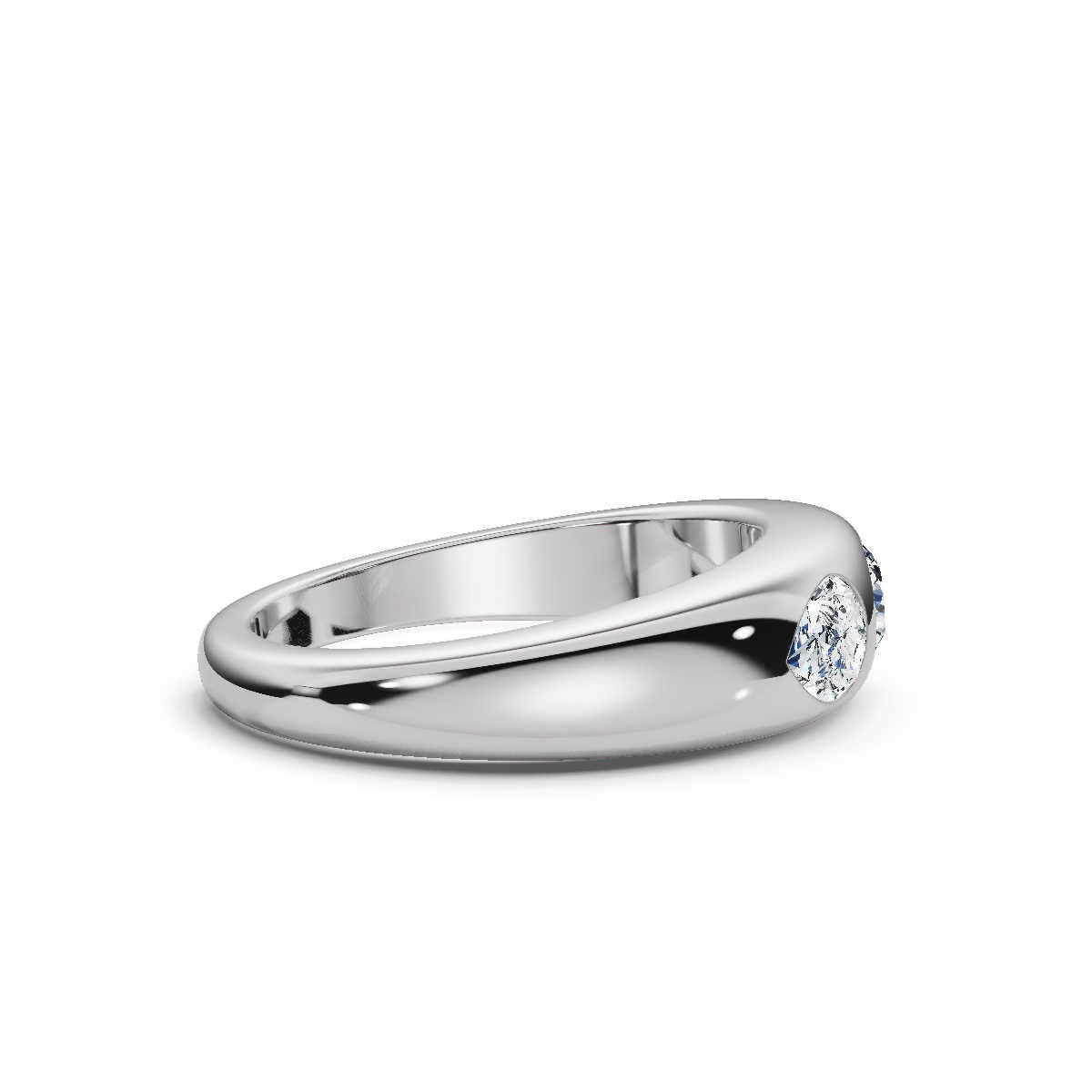 The Trinity Dome: Pear & Round Lab-Grown Diamond Flush Set Ring in Platinum