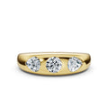 The Trinity Dome: Pear & Round Lab-Grown Diamond Flush Set Ring in 14K Yellow Gold