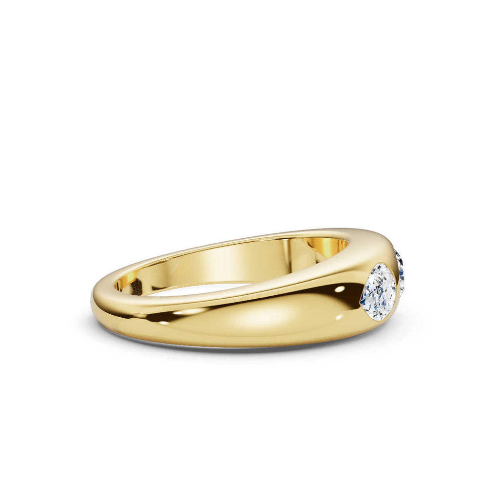 The Trinity Dome: Pear & Round Lab-Grown Diamond Flush Set Ring in 14K Yellow Gold