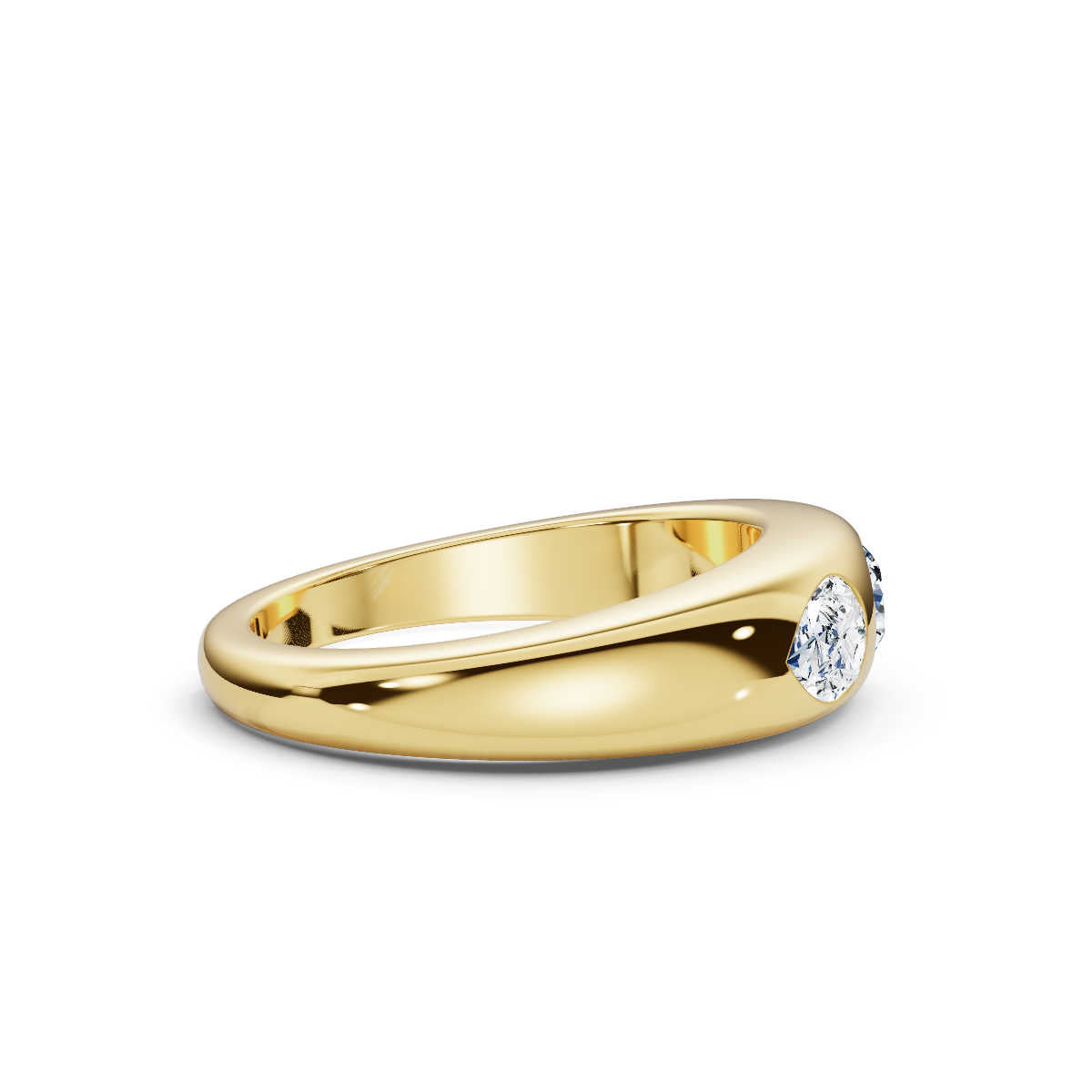 The Trinity Dome: Pear & Round Lab-Grown Diamond Flush Set Ring in 14K Yellow Gold
