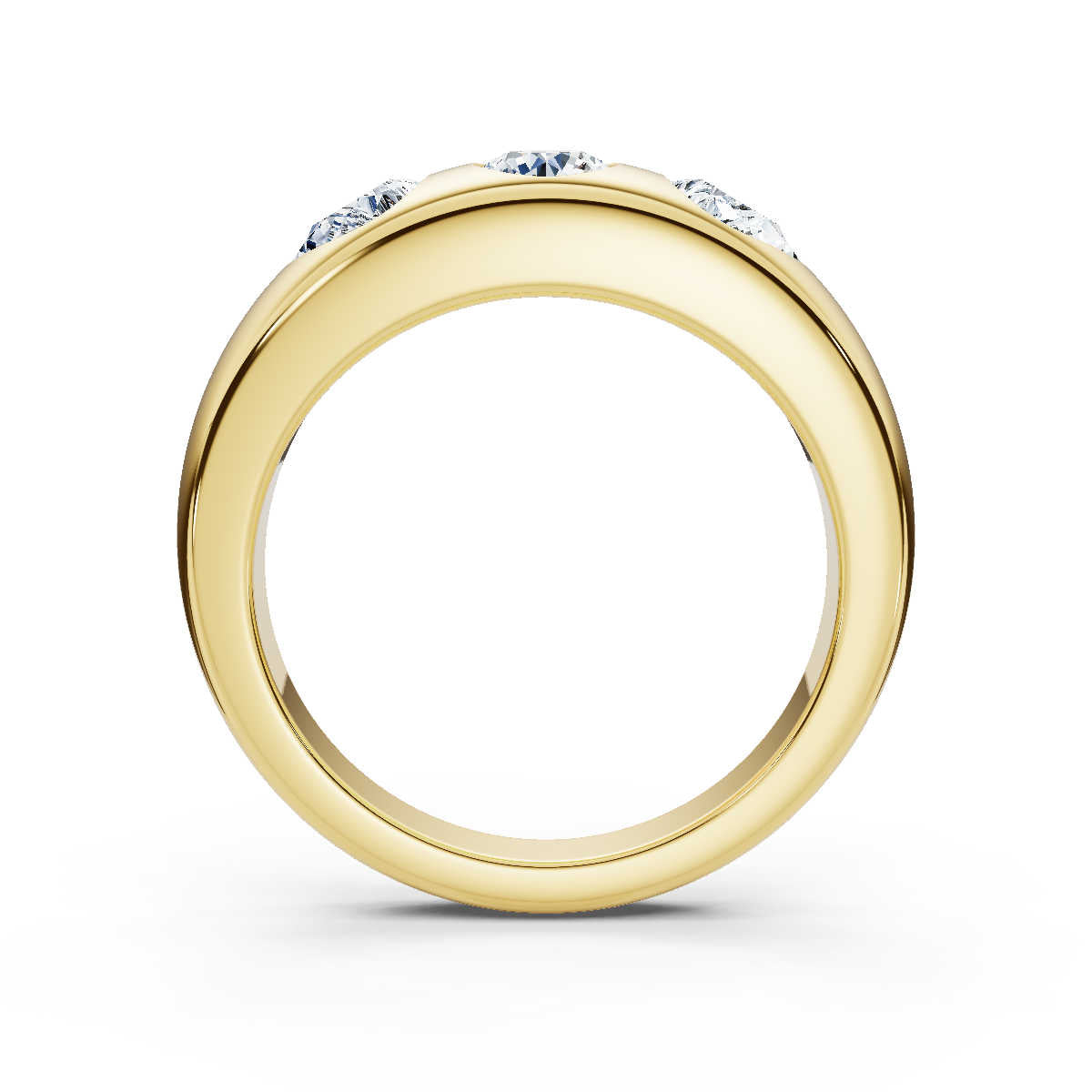 The Trinity Dome: Pear & Round Lab-Grown Diamond Flush Set Ring in 14K Yellow Gold