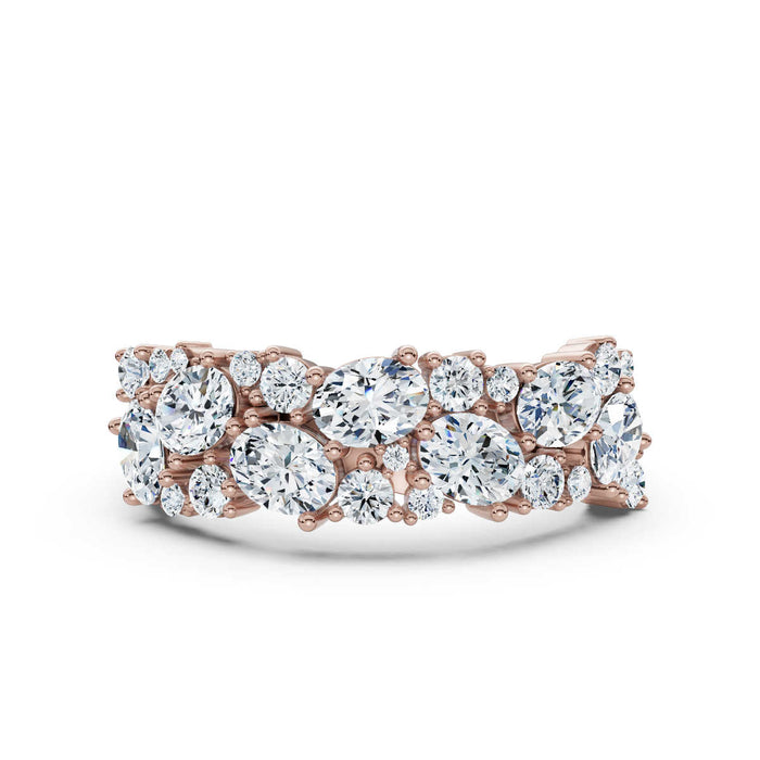 The Callista Band: 1.19 CTW Asymmetrical Oval & Round Lab-Grown Diamond Cluster Ring in 14K Rose Gold Ring