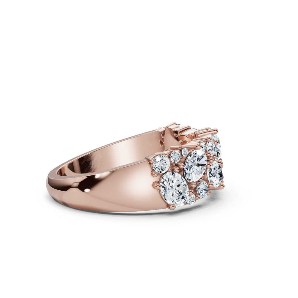 The Callista Band: 1.19 CTW Asymmetrical Oval & Round Lab-Grown Diamond Cluster Ring in 14K Rose Gold Ring
