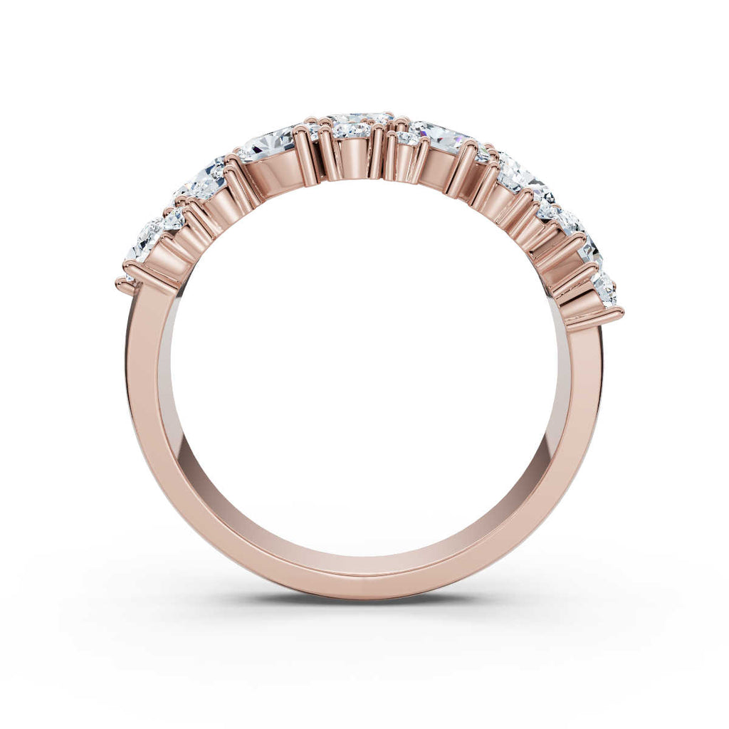 The Callista Band: 1.19 CTW Asymmetrical Oval & Round Lab-Grown Diamond Cluster Ring in 14K Rose Gold Ring