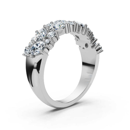 The Callista Band: 1.19 CTW Asymmetrical Oval & Round Lab-Grown Diamond Cluster Ring in 18K White Gold