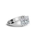 The Callista Band: 1.19 CTW Asymmetrical Oval & Round Lab-Grown Diamond Cluster Ring in 18K White Gold