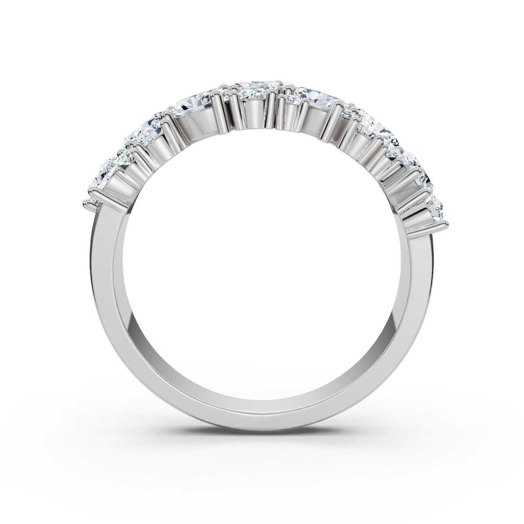 The Callista Band: 1.19 CTW Asymmetrical Oval & Round Lab-Grown Diamond Cluster Ring in 18K White Gold
