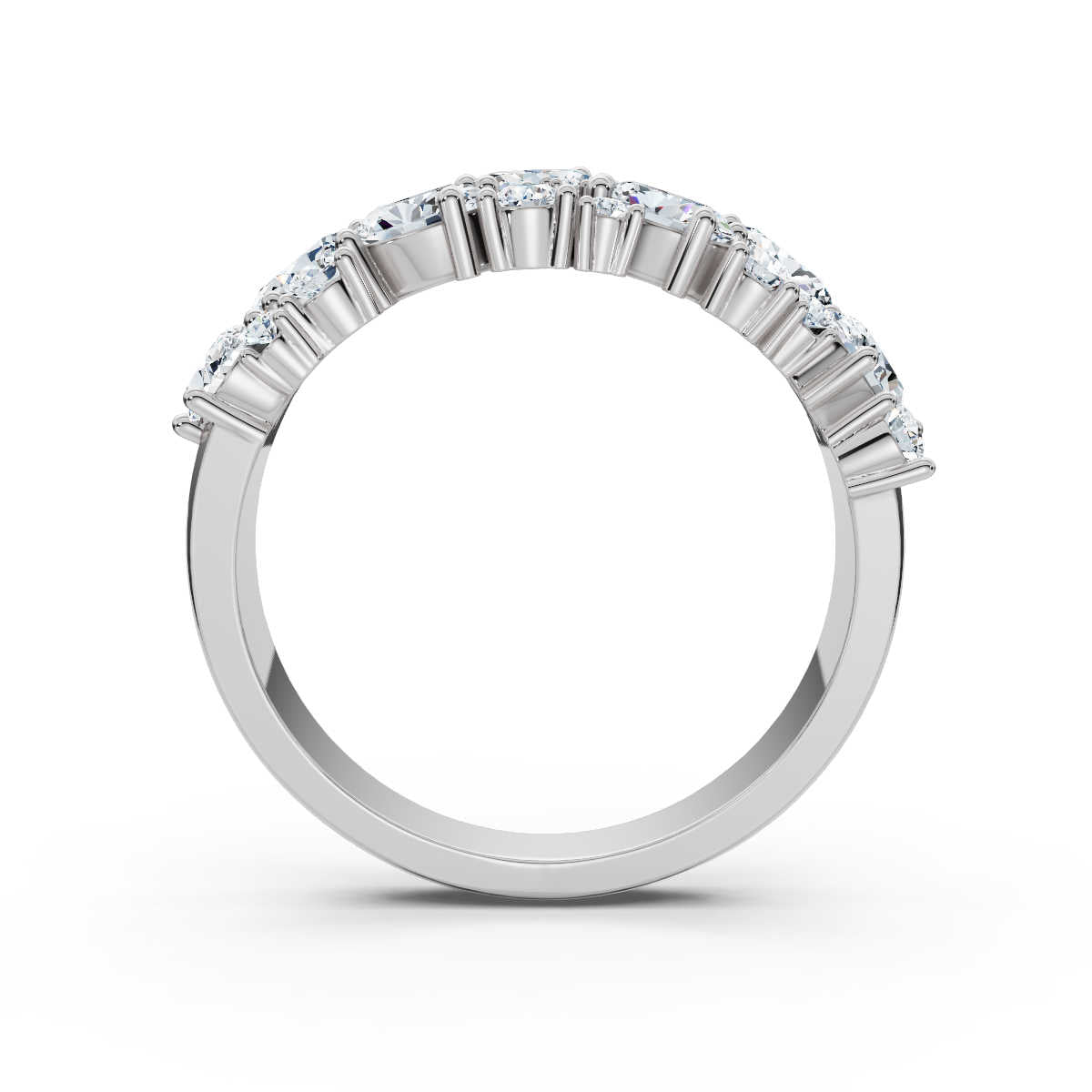 The Callista Band: 1.19 CTW Asymmetrical Oval & Round Lab-Grown Diamond Cluster Ring in 18K White Gold