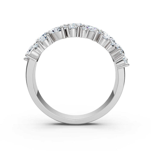 The Callista Band: 1.19 CTW Asymmetrical Oval & Round Lab-Grown Diamond Cluster Ring in 18K White Gold