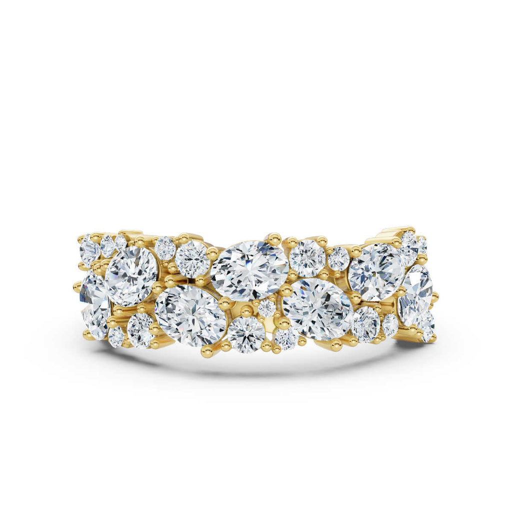The Callista Band: 1.19 CTW Asymmetrical Oval & Round Lab-Grown Diamond Cluster Ring in 14K Yellow Gold