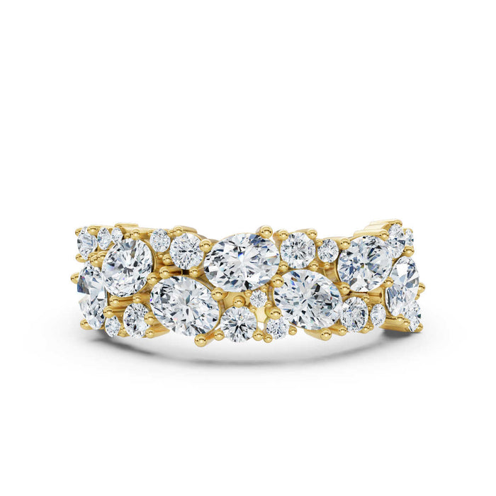 The Callista Band: 1.19 CTW Asymmetrical Oval & Round Lab-Grown Diamond Cluster Ring in 14K Yellow Gold