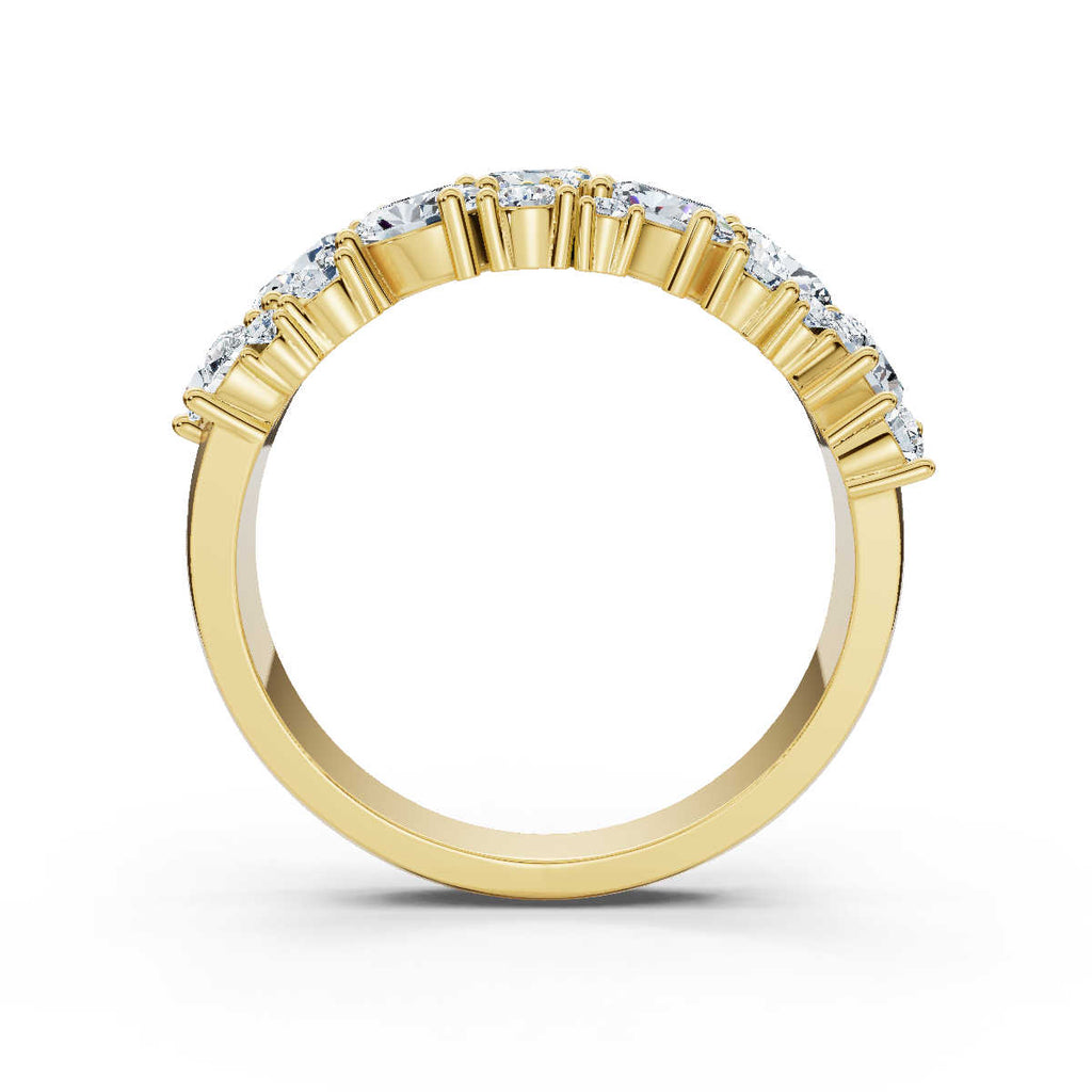 The Callista Band: 1.19 CTW Asymmetrical Oval & Round Lab-Grown Diamond Cluster Ring in 14K Yellow Gold
