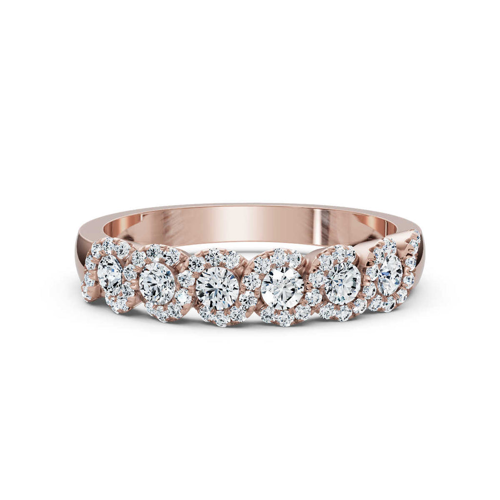 0.76 CTW Entwined Multi-Halo Diamond Band in 18K Rose Gold Ring
