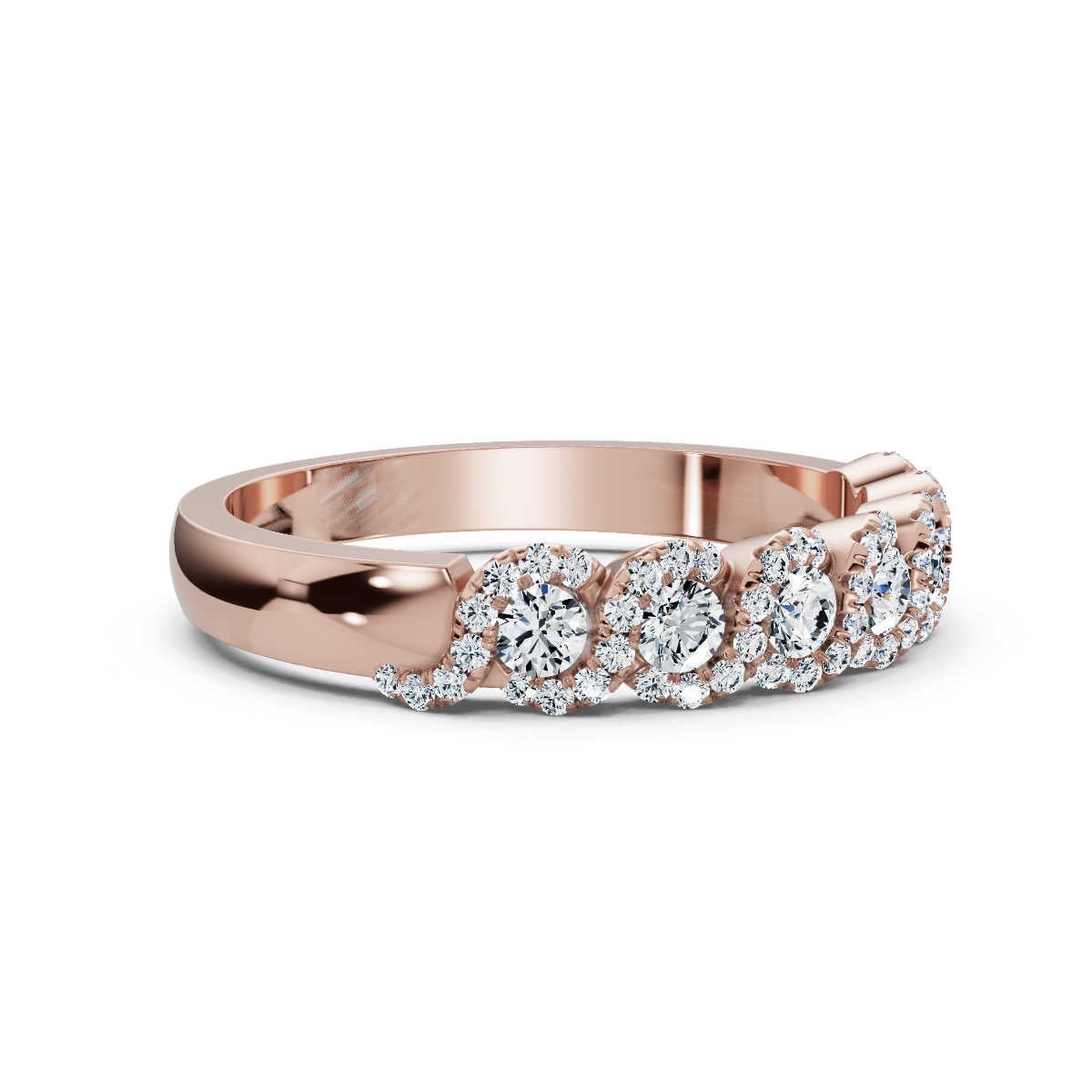 0.76 CTW Entwined Multi-Halo Diamond Band in 18K Rose Gold Ring