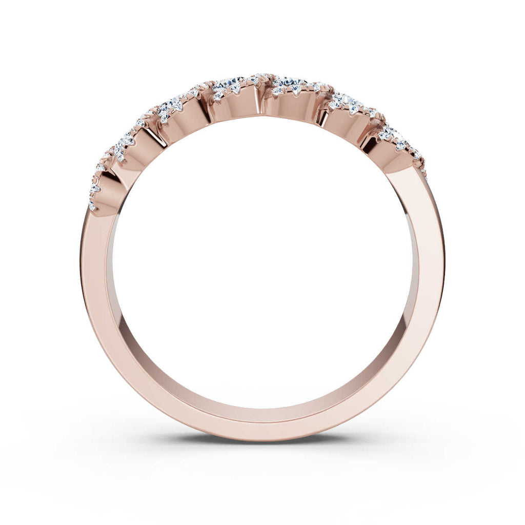 0.76 CTW Entwined Multi-Halo Diamond Band in 18K Rose Gold Ring