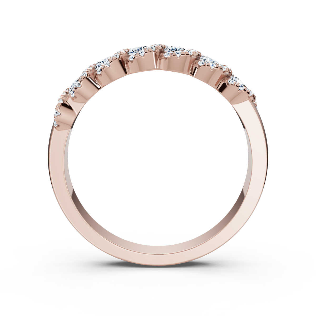 0.76 CTW Entwined Multi-Halo Diamond Band in 18K Rose Gold Ring