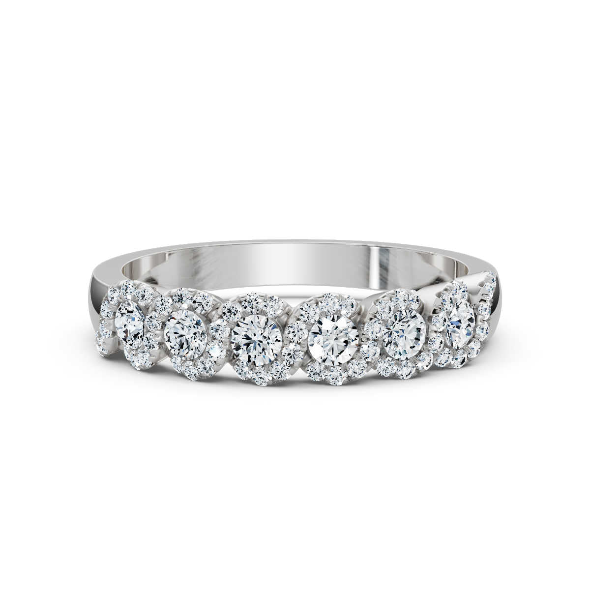 0.76 CTW Entwined Multi-Halo Diamond Band in 14K White Gold Ring