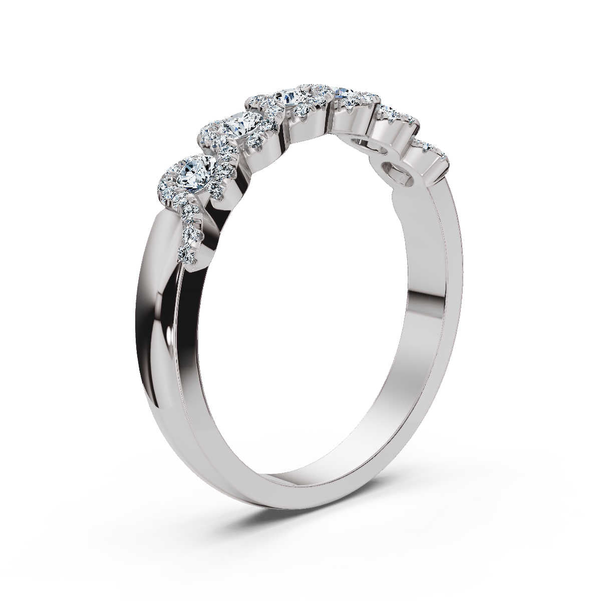 0.76 CTW Entwined Multi-Halo Diamond Band in 14K White Gold Ring
