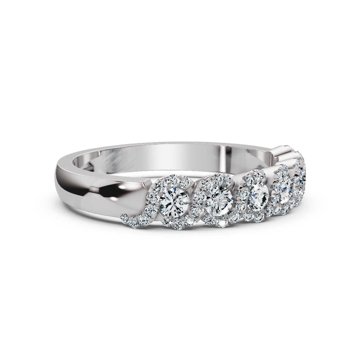 0.76 CTW Entwined Multi-Halo Diamond Band in 14K White Gold Ring