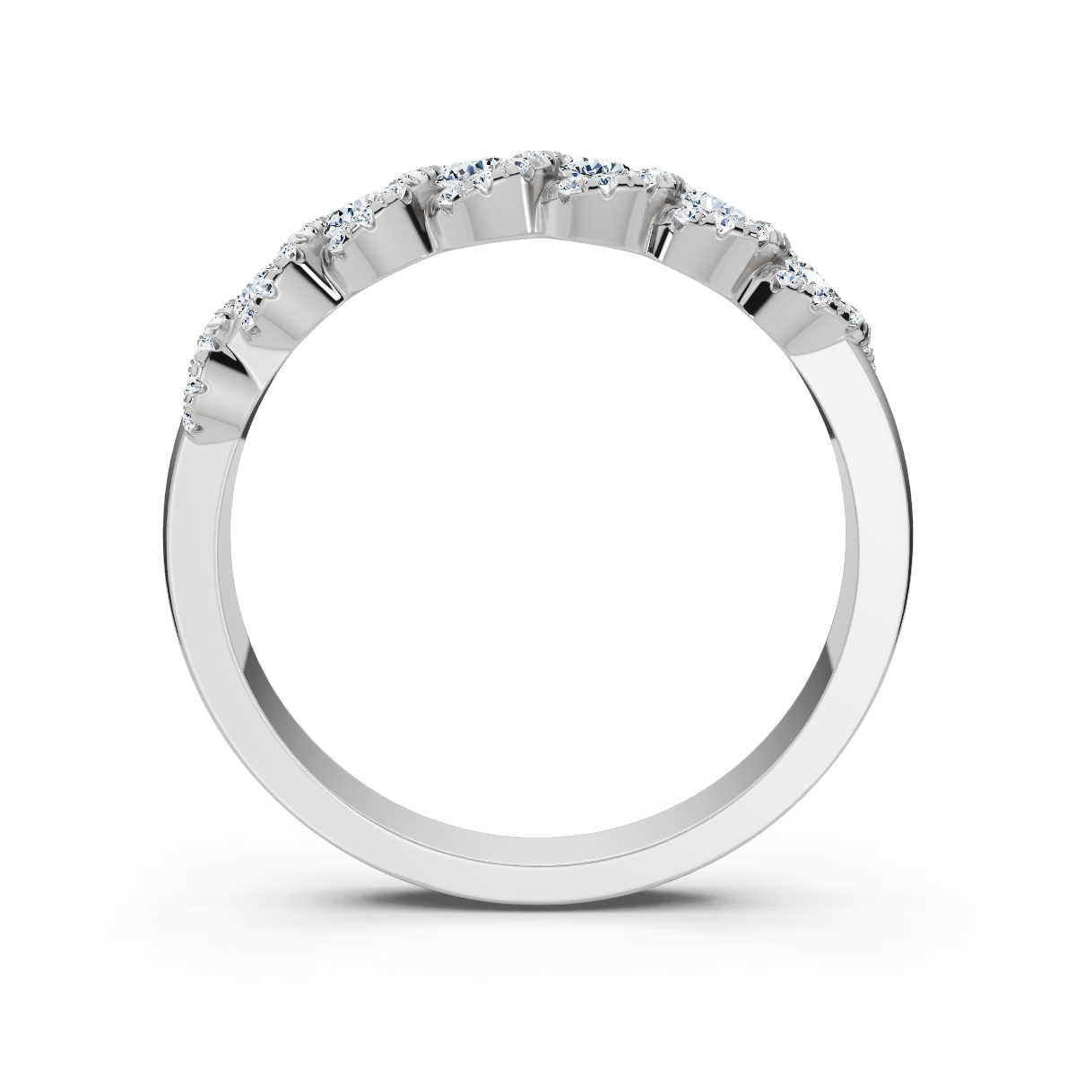 0.76 CTW Entwined Multi-Halo Diamond Band in 14K White Gold Ring