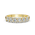 0.76 CTW Round Diamond Interlocking Scalloped Halo Band in 18K Yellow Gold Ring