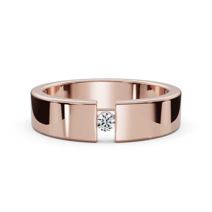 The Apex: 4.2mm Tension-Set Floating Diamond Band in 18K Rose Gold