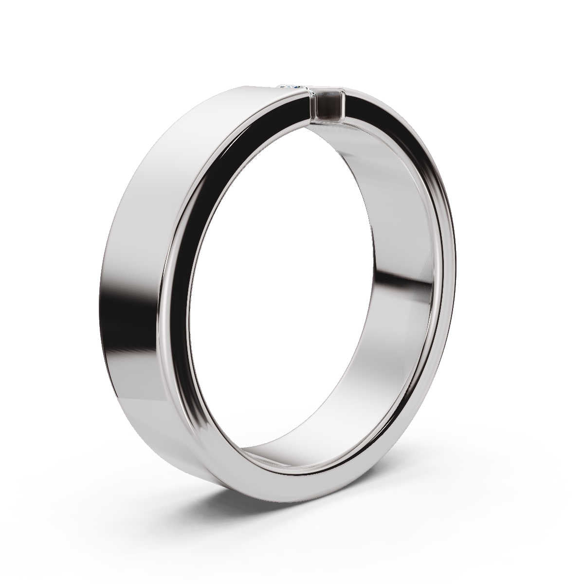 The Apex: 4.2mm Tension-Set Floating Diamond Band in 14K White Gold Ring