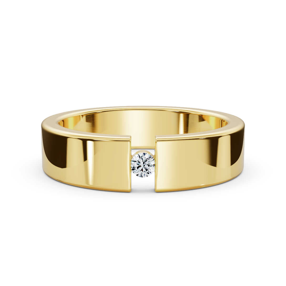 The Apex: 4.2mm Tension-Set Floating Diamond Band in 18K Yellow Gold Ring