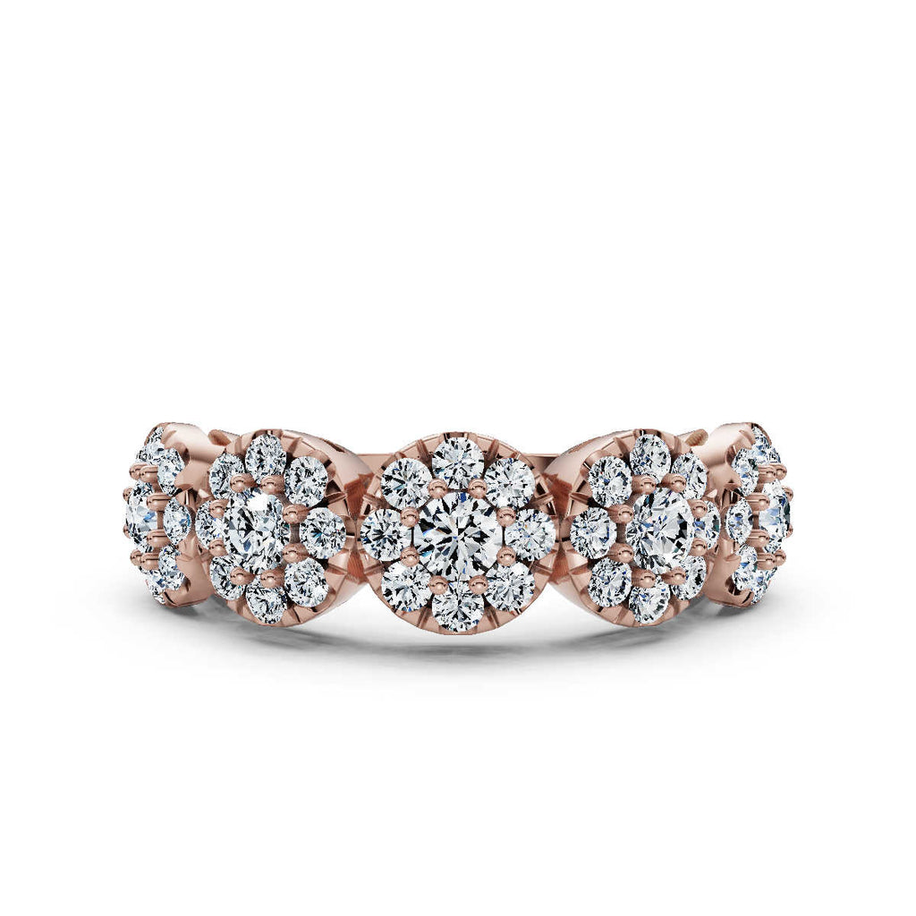 The Stella Band: 0.98 CTW Round Brilliant Lab-Grown Diamond Five-Cluster Ring in 14K Rose Gold Ring