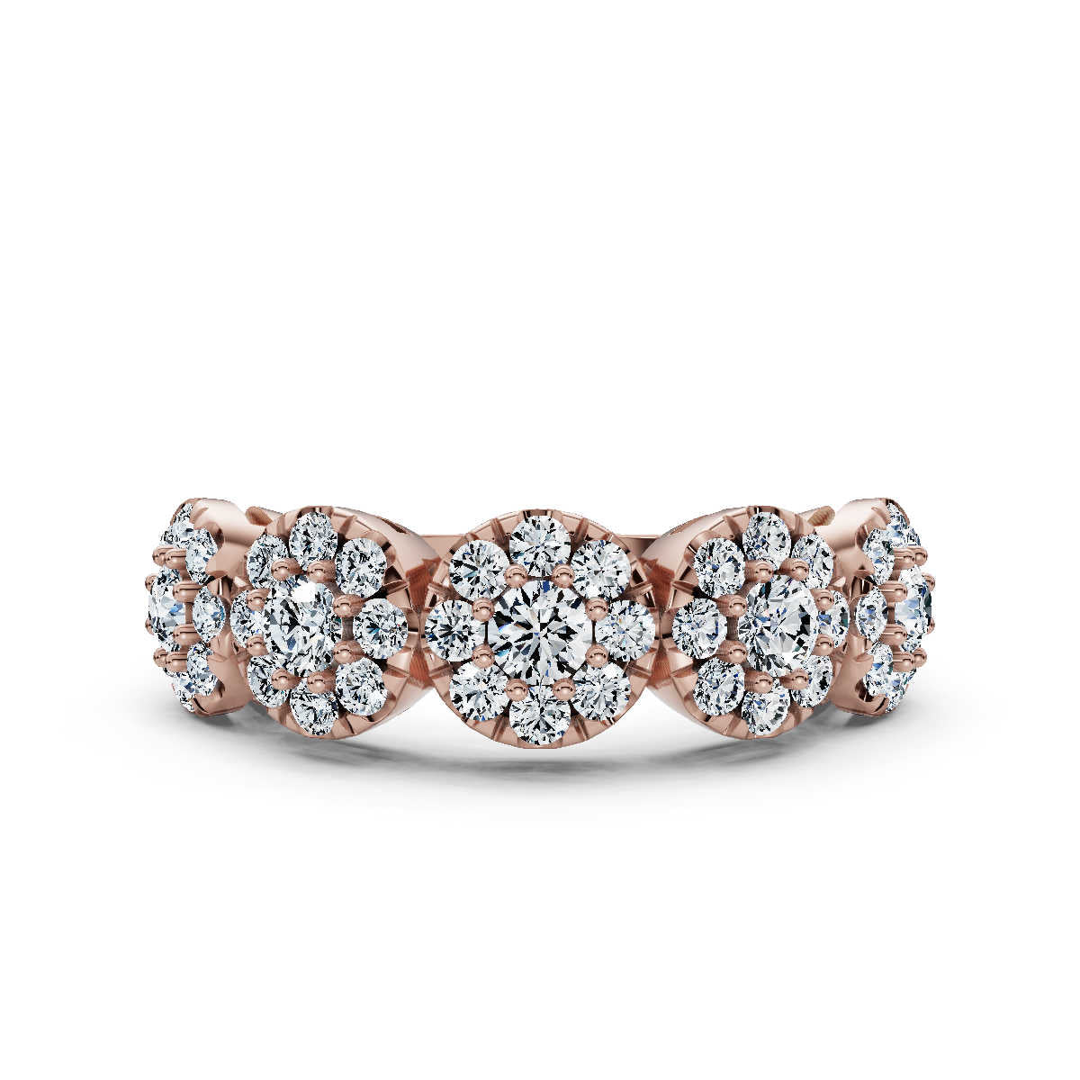 The Stella Band: 0.98 CTW Round Brilliant Lab-Grown Diamond Five-Cluster Ring in 14K Rose Gold Ring